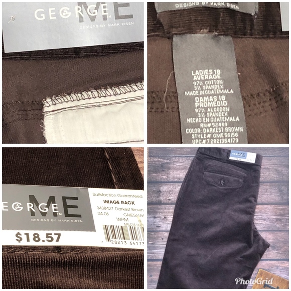 Women's GEORGE DESIGNS Brown Corduroy Capri Pants Size 18 - Picture 7 of 8